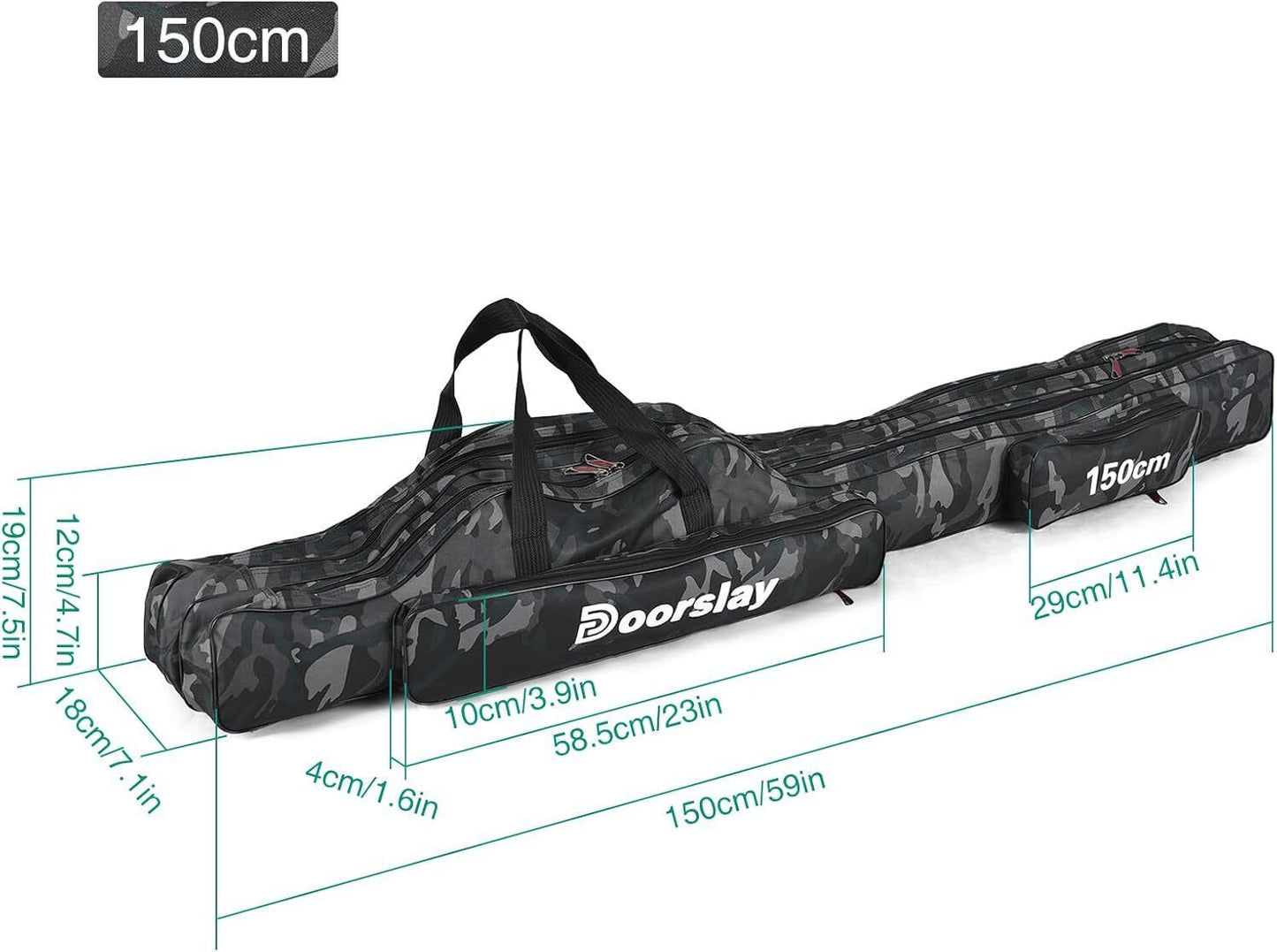doorslay Fishing Rod Case Three Layers Fishing Rod Bag