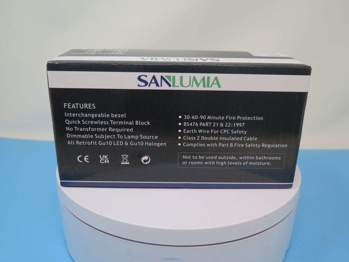 2 X SANLUMIA LED FIRE RATED DOWNLIGHT FITTING-SATIN NICKEL