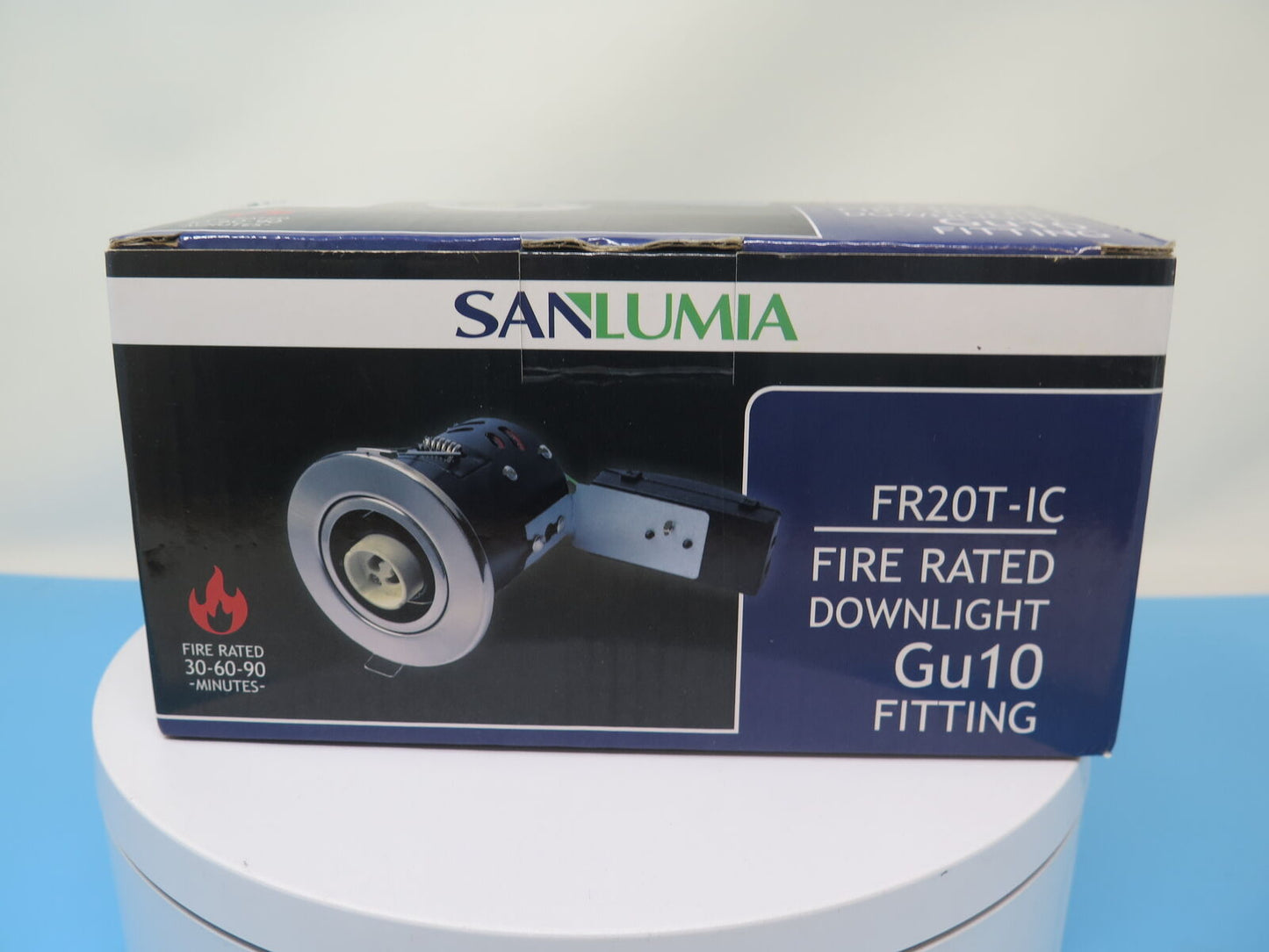 2 X SANLUMIA LED FIRE RATED DOWNLIGHT FITTING-SATIN NICKEL