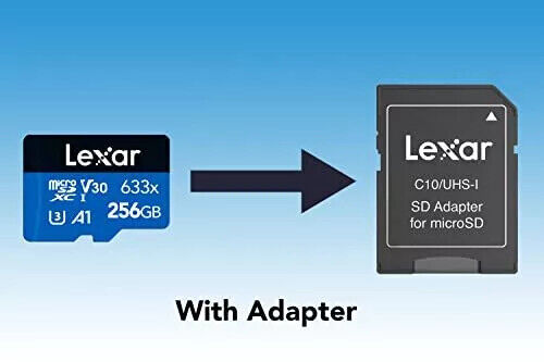 Lexar 633x 256GB Micro SD Card, microSDXC UHS-I Card + SD Adapter, microSD