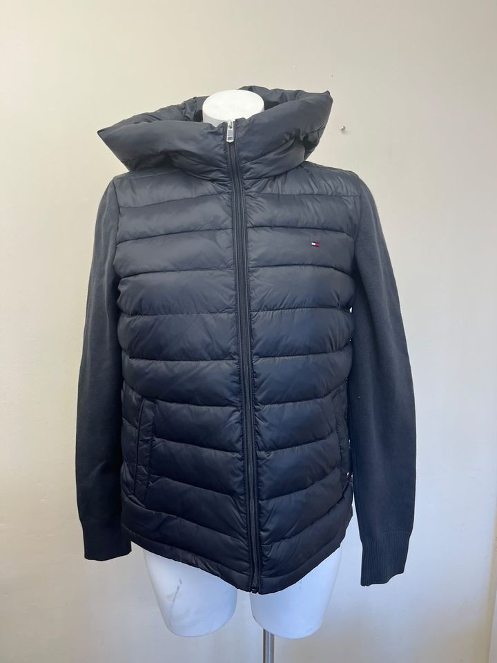 Tommy Hilfiger Women's Sorona Logo Knit Mix Jacket black Small