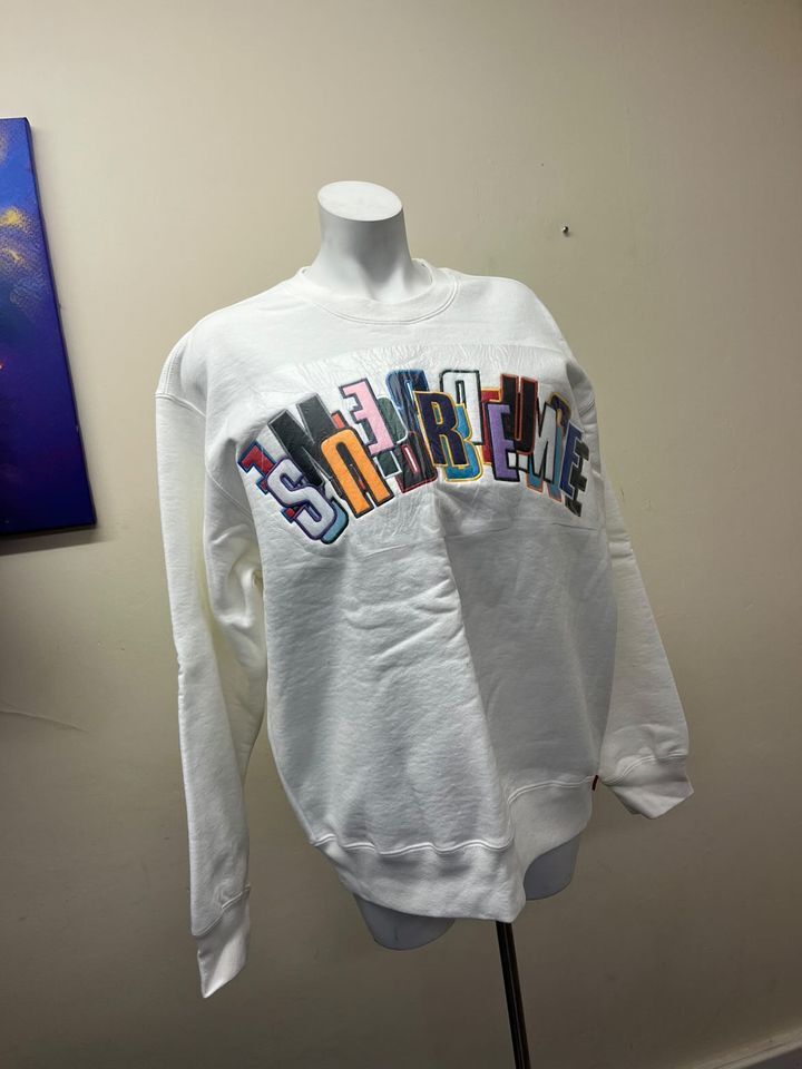 SUPREME STACKED CREWNECK FLEECE WHITE MED