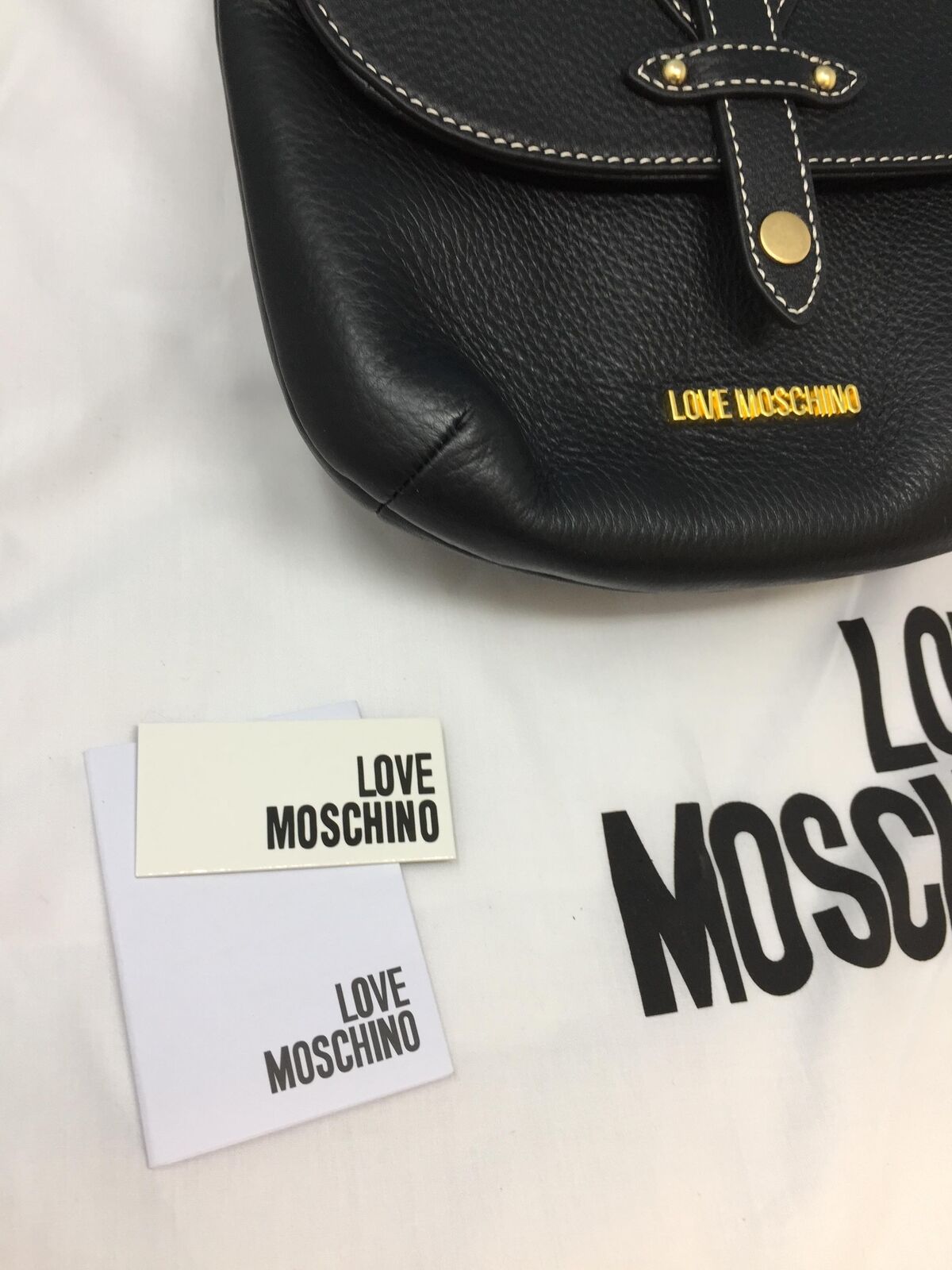 LOVE MOSCHINO WOMANS SADDLE HANDBAG REAL LEATHER