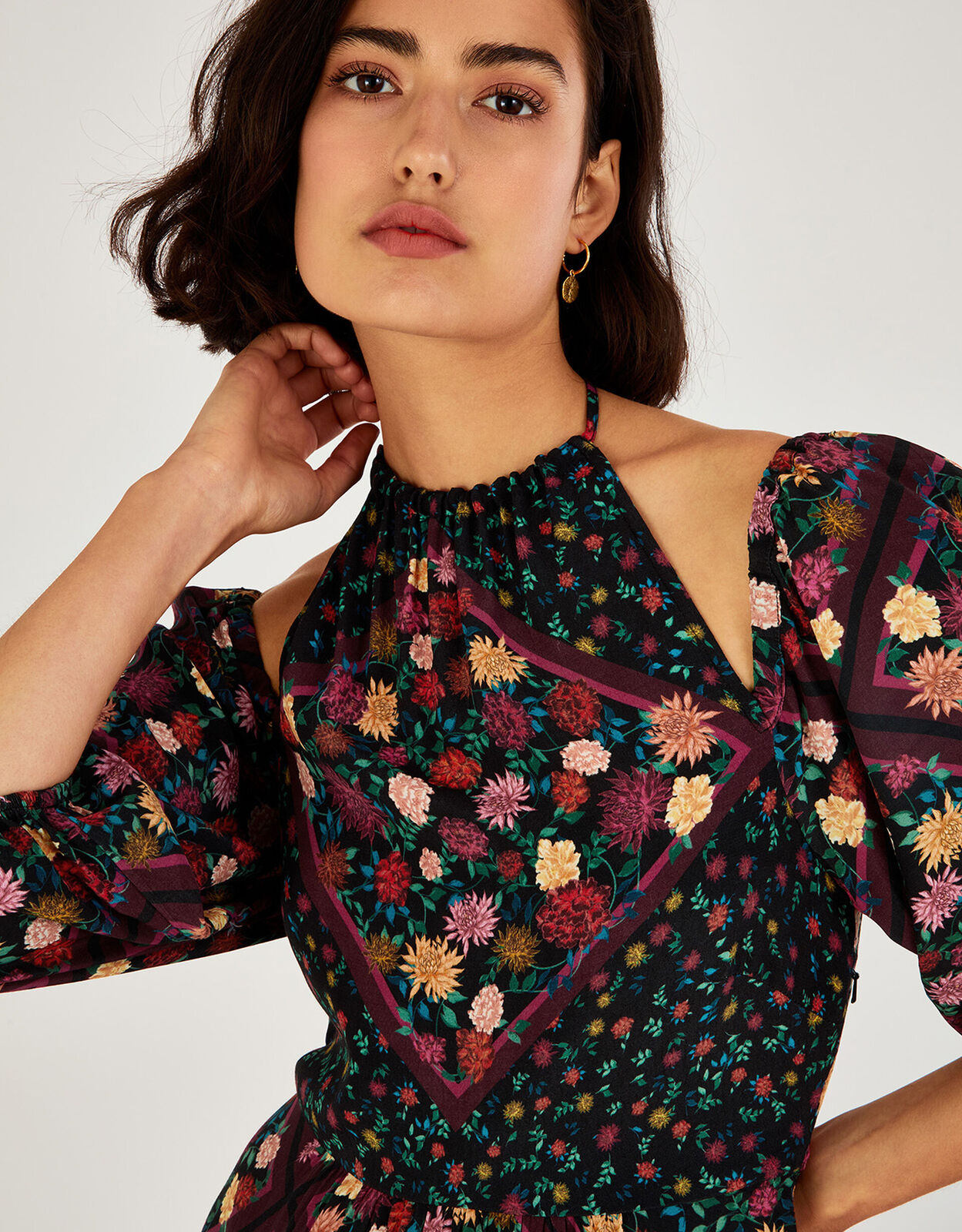 MONSOON Sanvi print midi dress in sustainable viscose blue UK20