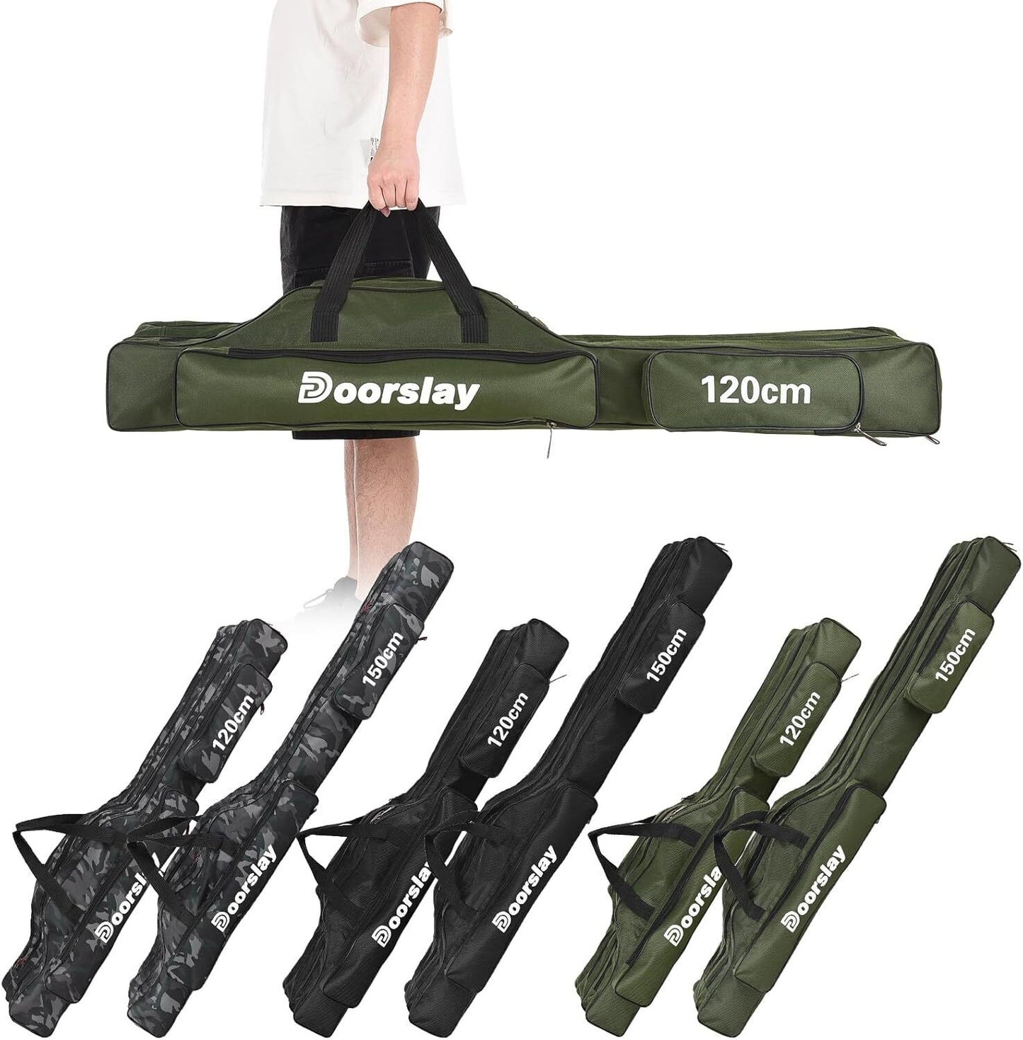 doorslay Fishing Rod Case Three Layers Fishing Rod Bag