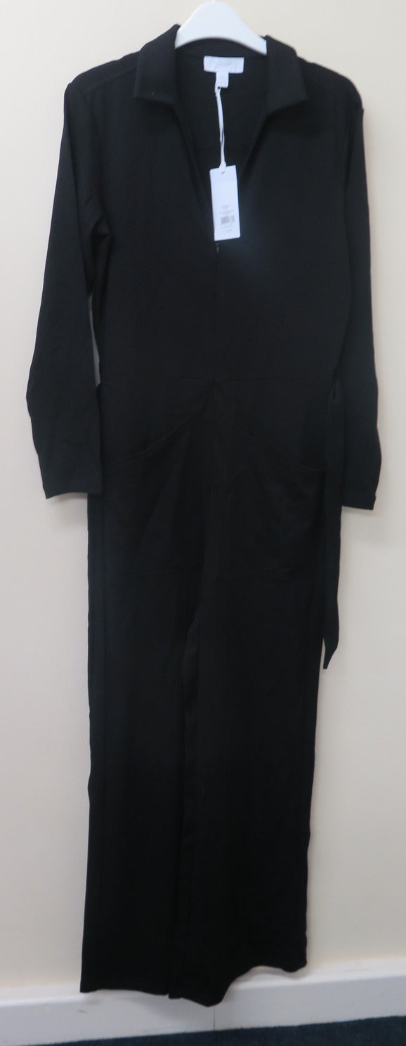 THE WHITE COMPANY-JERSEY UTILITY JUMPSUIT-BLACK-UK10