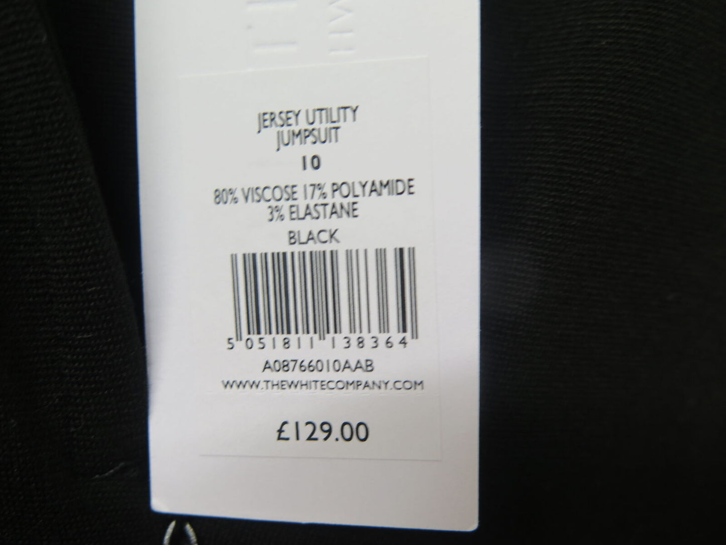 THE WHITE COMPANY-JERSEY UTILITY JUMPSUIT-BLACK-UK10