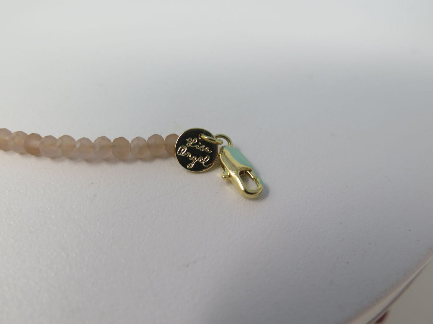 LISA ANGEL TALISMAN MOON CHARM PINK AND PEARL BEADED BRACELET IN GOLD-14CT