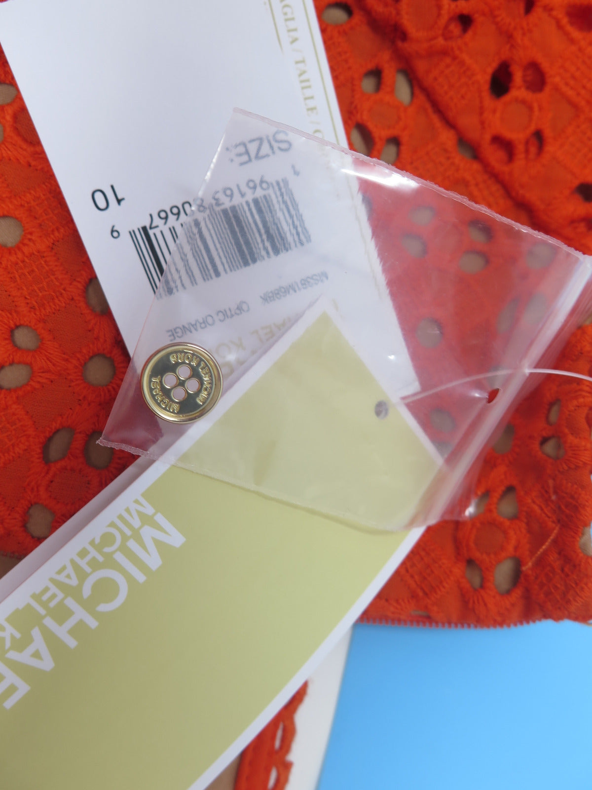 MICHAEL KORS -FLORAL EYELET CUT-OUT DRESS-ORANGE