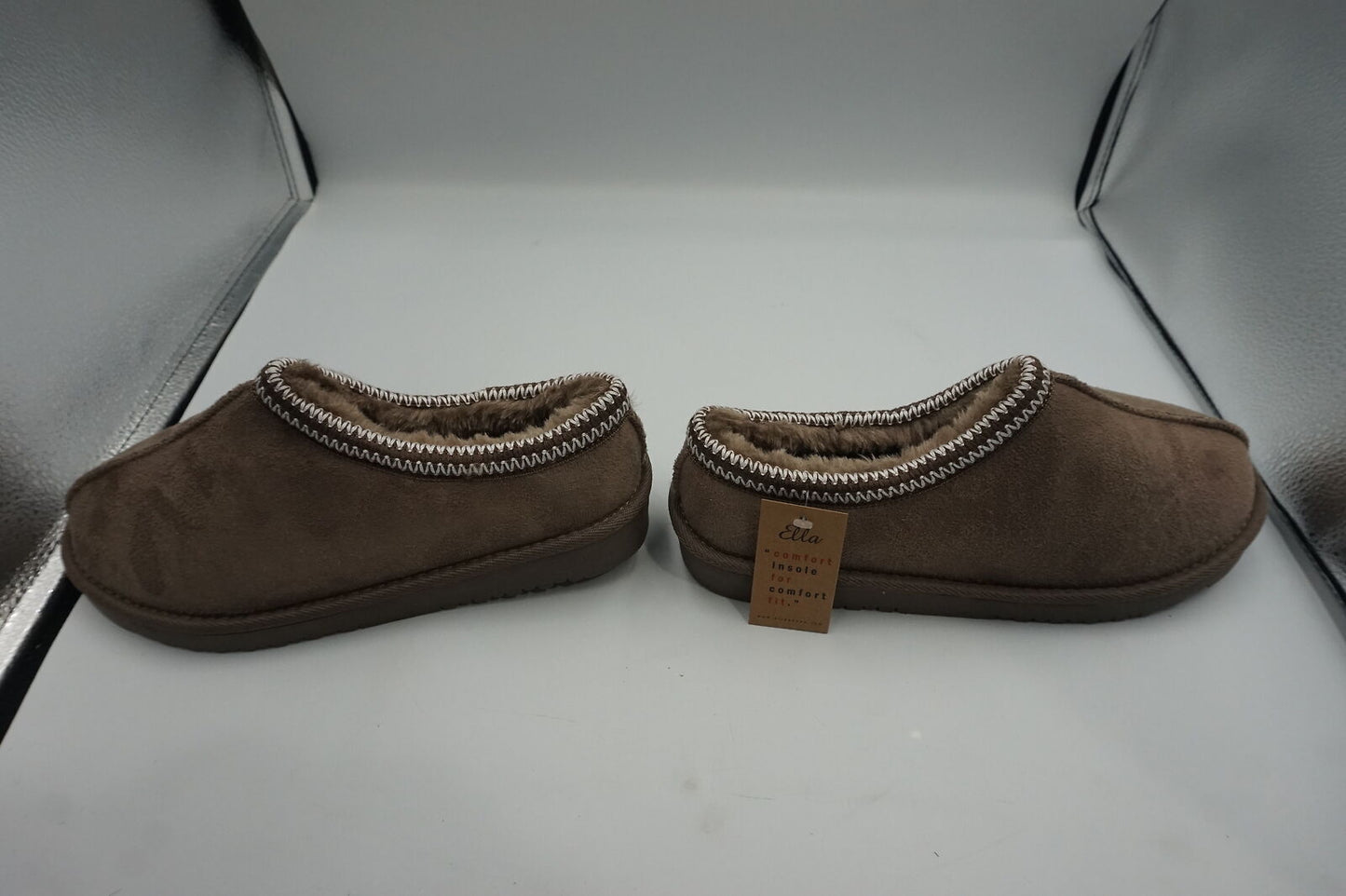 Ella shoes: Kelly women Embroided Faux Fur Lined Mule Slippers-UK6