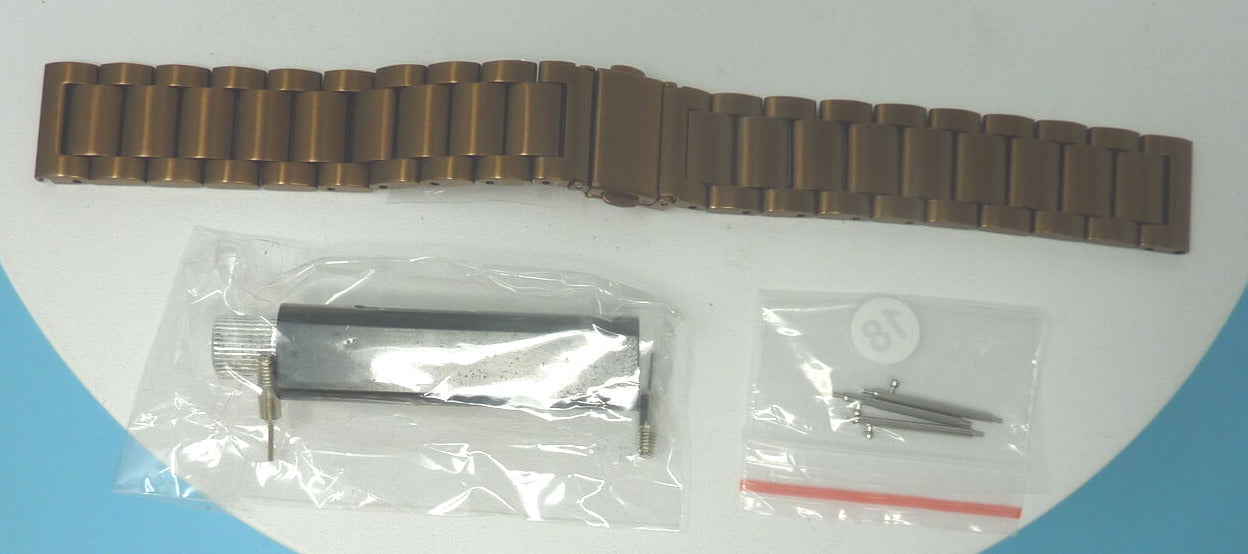 FULLMOSA 18MM SMART WATCH STRAP-GOLD AND COFFEE