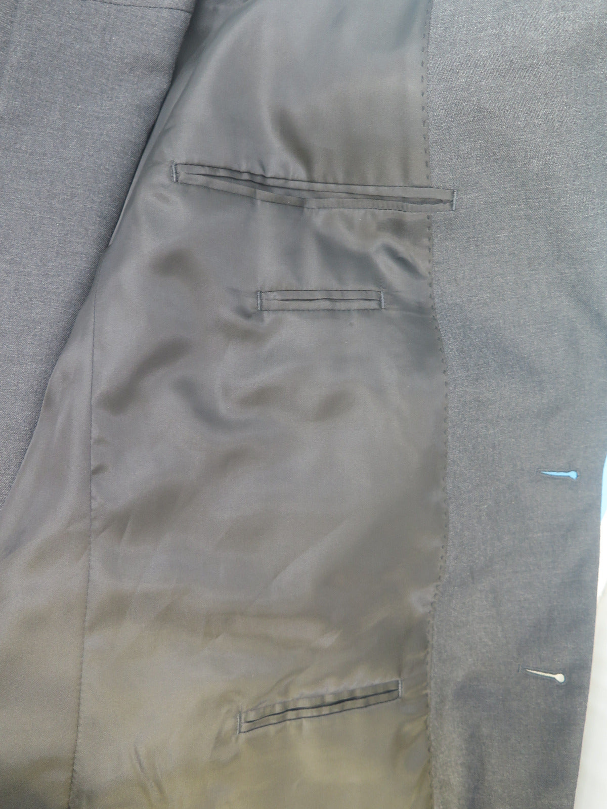 MOSS ESQ REGULAR FIT CHARCOAL STRETCH SUIT-JACKET 46"REGULAR-TROUSERS 38"W LONG