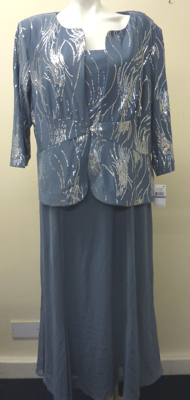 ALEX EVENINGS OCCASION DRESS-STEEL BLUE-UK18