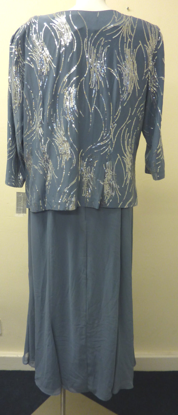 ALEX EVENINGS OCCASION DRESS-STEEL BLUE-UK18