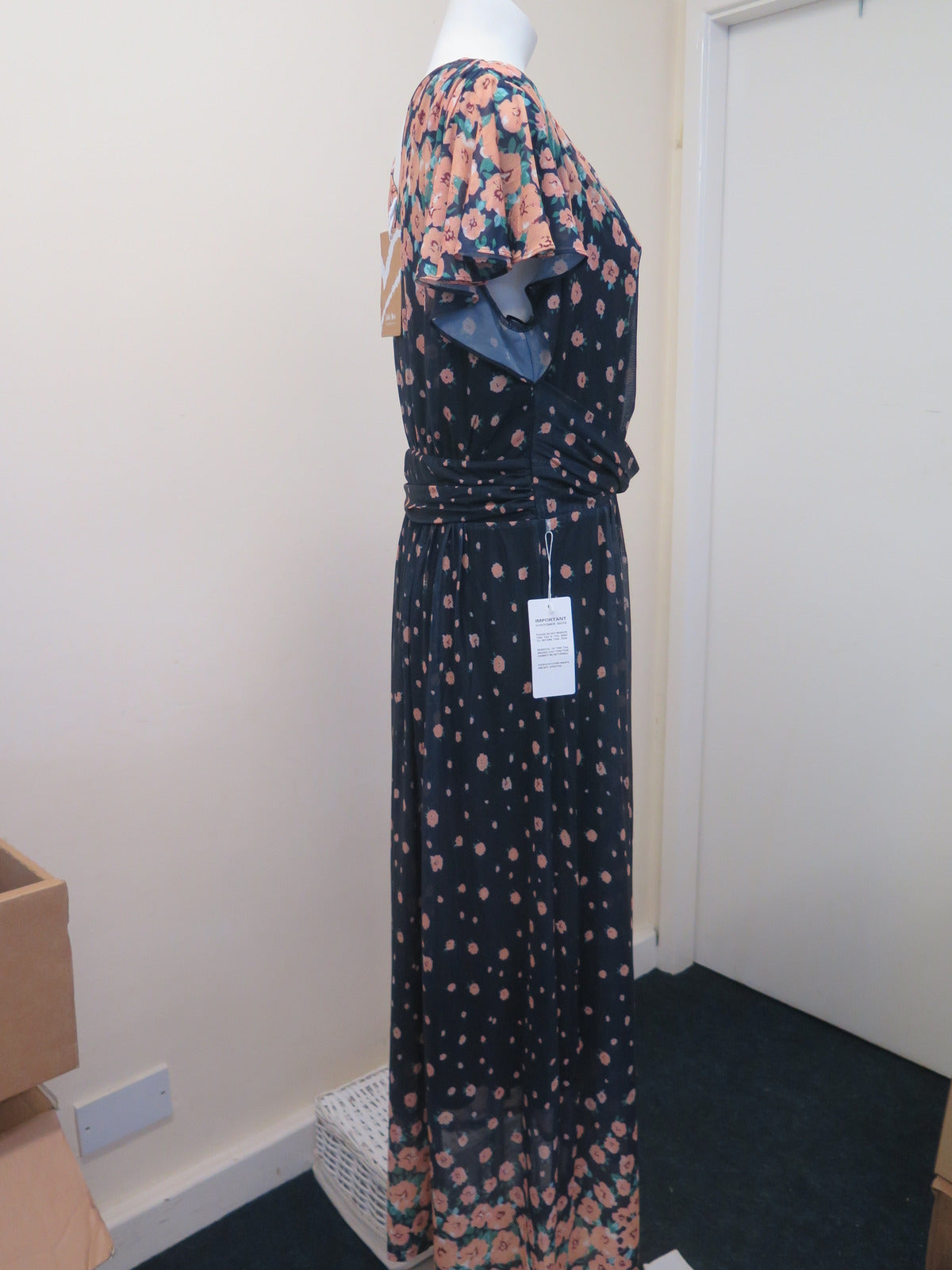 JOLIE MOI MABLY MIRROR PRINT MAXI MESH DRESS-UK 16