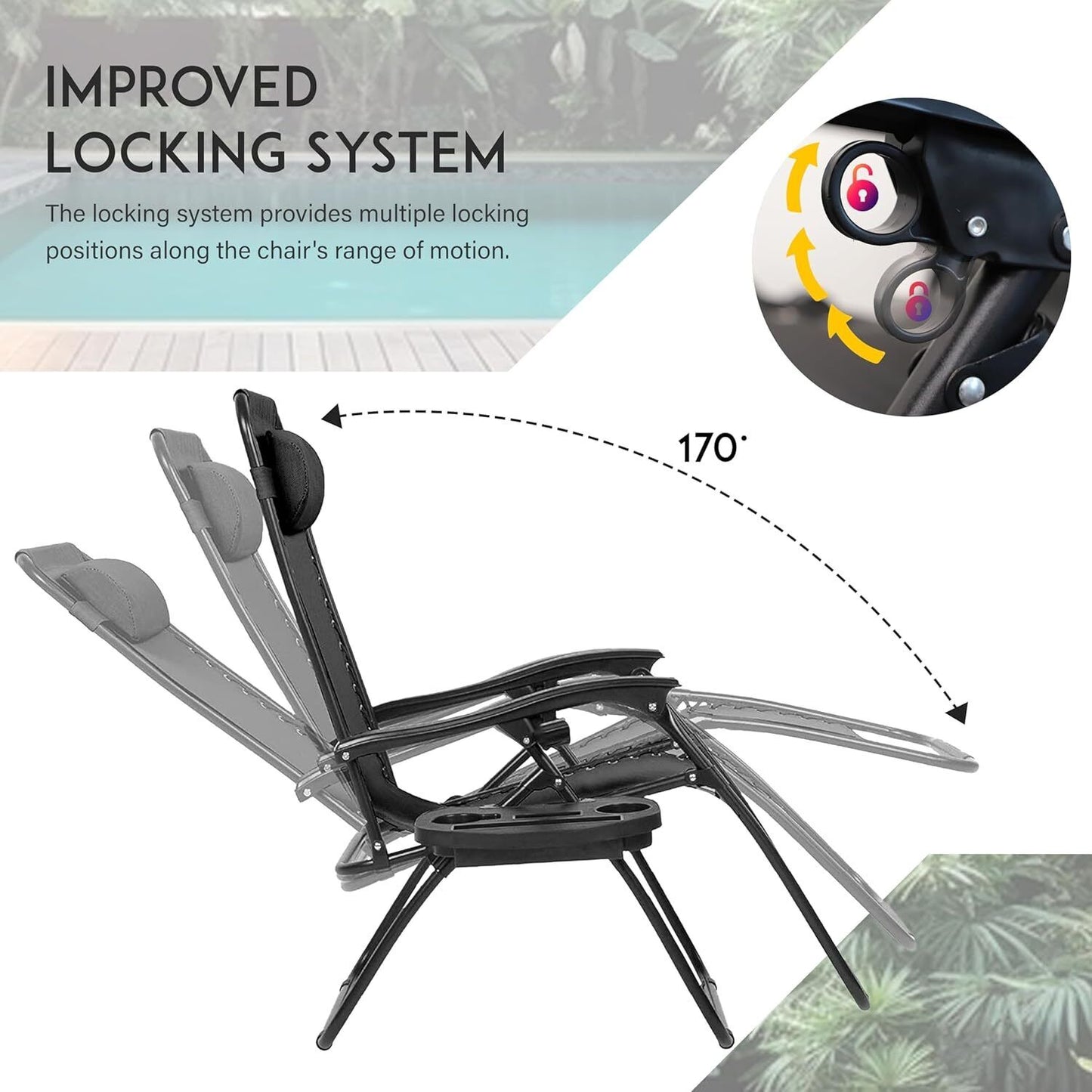 EPISENT ZERO GRAVITY CHAIR-SET OF 2 BLACK
