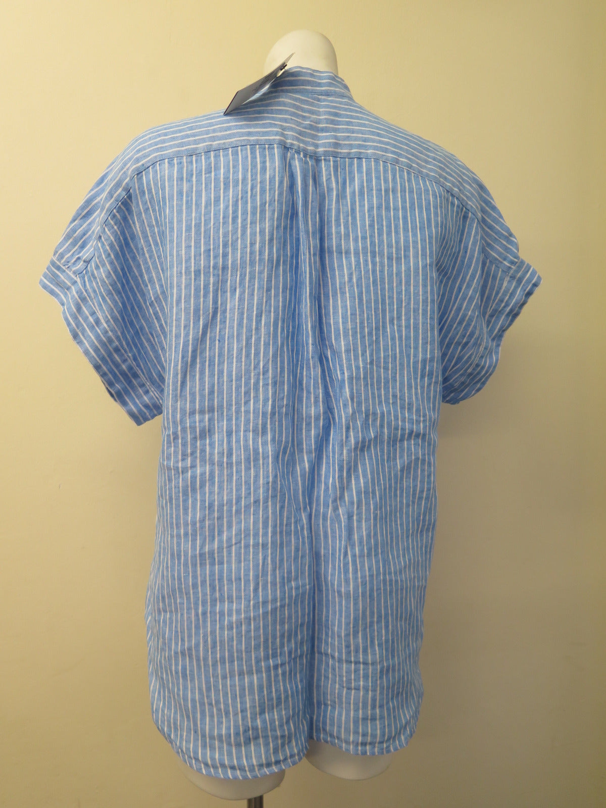 POLO RALPH LAUREN SHORT SLEEVE GRANDAD COLLAR SHIRT-SIZE2/UK6