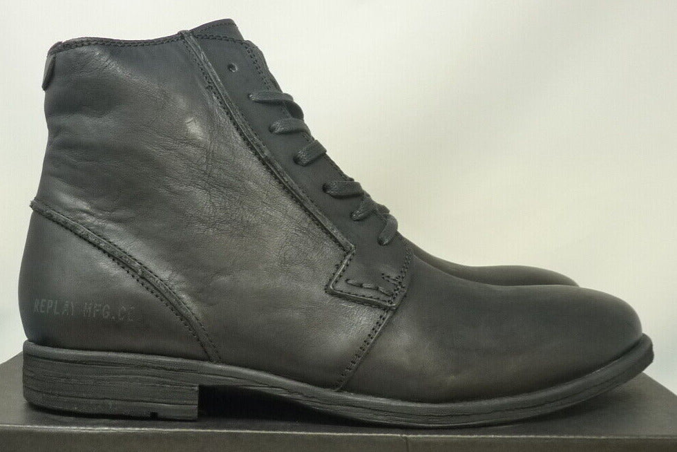 REPLAY MFG.CO MENS ANKLE BOOTS-BLACK-UK10.5