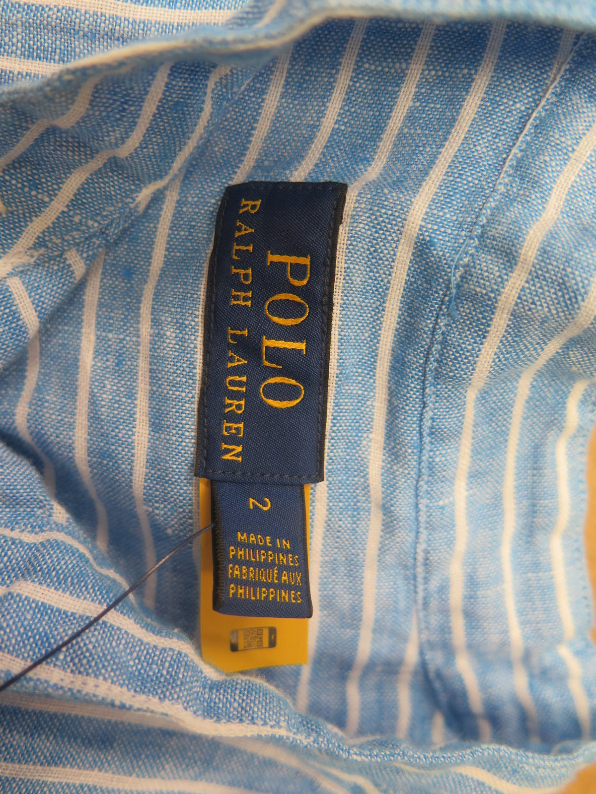 POLO RALPH LAUREN SHORT SLEEVE GRANDAD COLLAR SHIRT-SIZE2/UK6