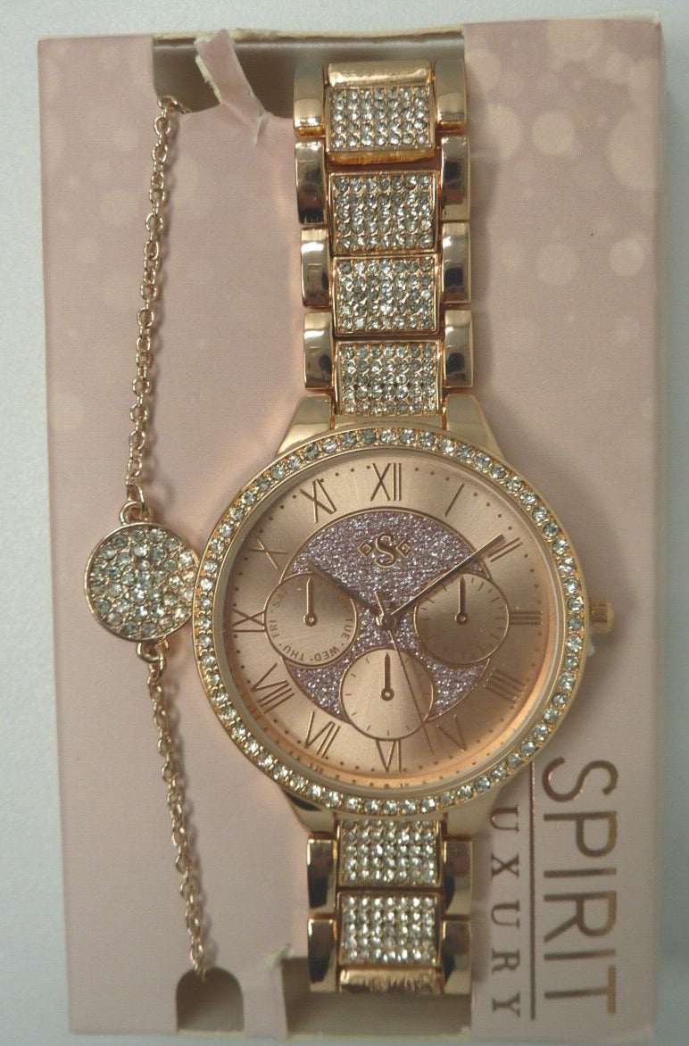 SPIRIT LUXURY WATCH AND BRACELET SET-ROSE GOLD
