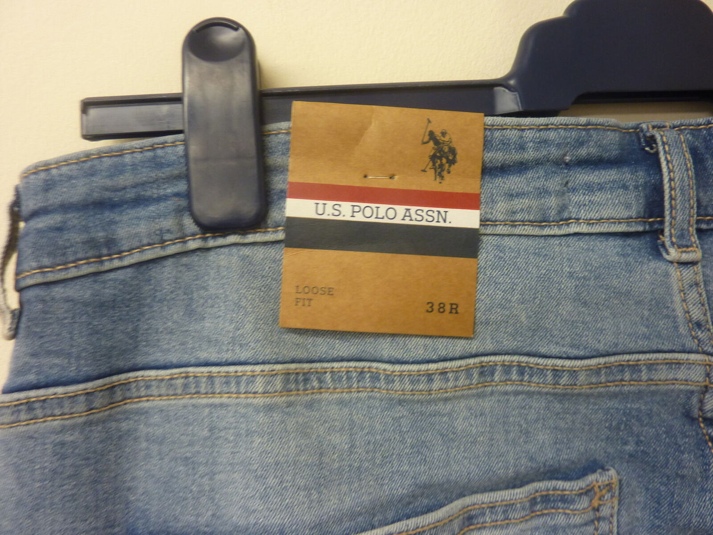 U.S. POLO ASSN. 5 POCKET LOOSE FIT DENIM JEANS-MID WASH-38R