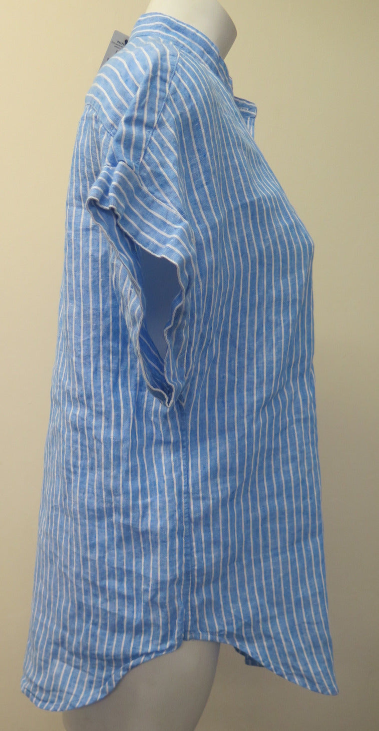POLO RALPH LAUREN SHORT SLEEVE GRANDAD COLLAR SHIRT-SIZE2/UK6