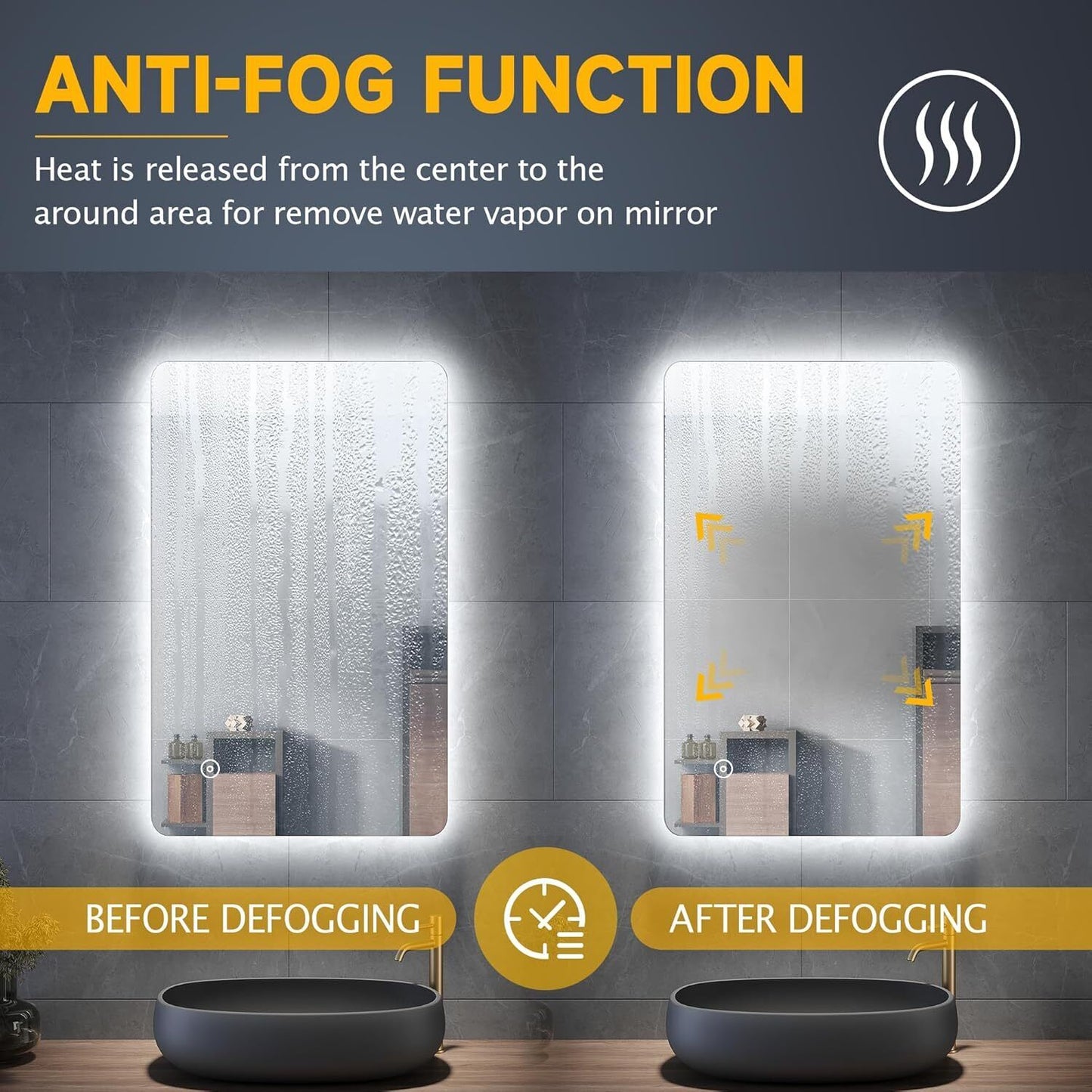 ELEGANT 800x500mm Backlit LED Illuminated Bathroom Mirror with Light Sensor