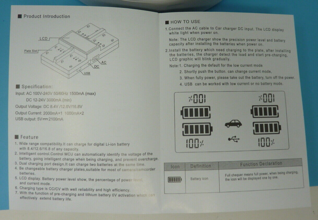 4 WAY DIGITAL BATTERY CHARGER DC-LCD
