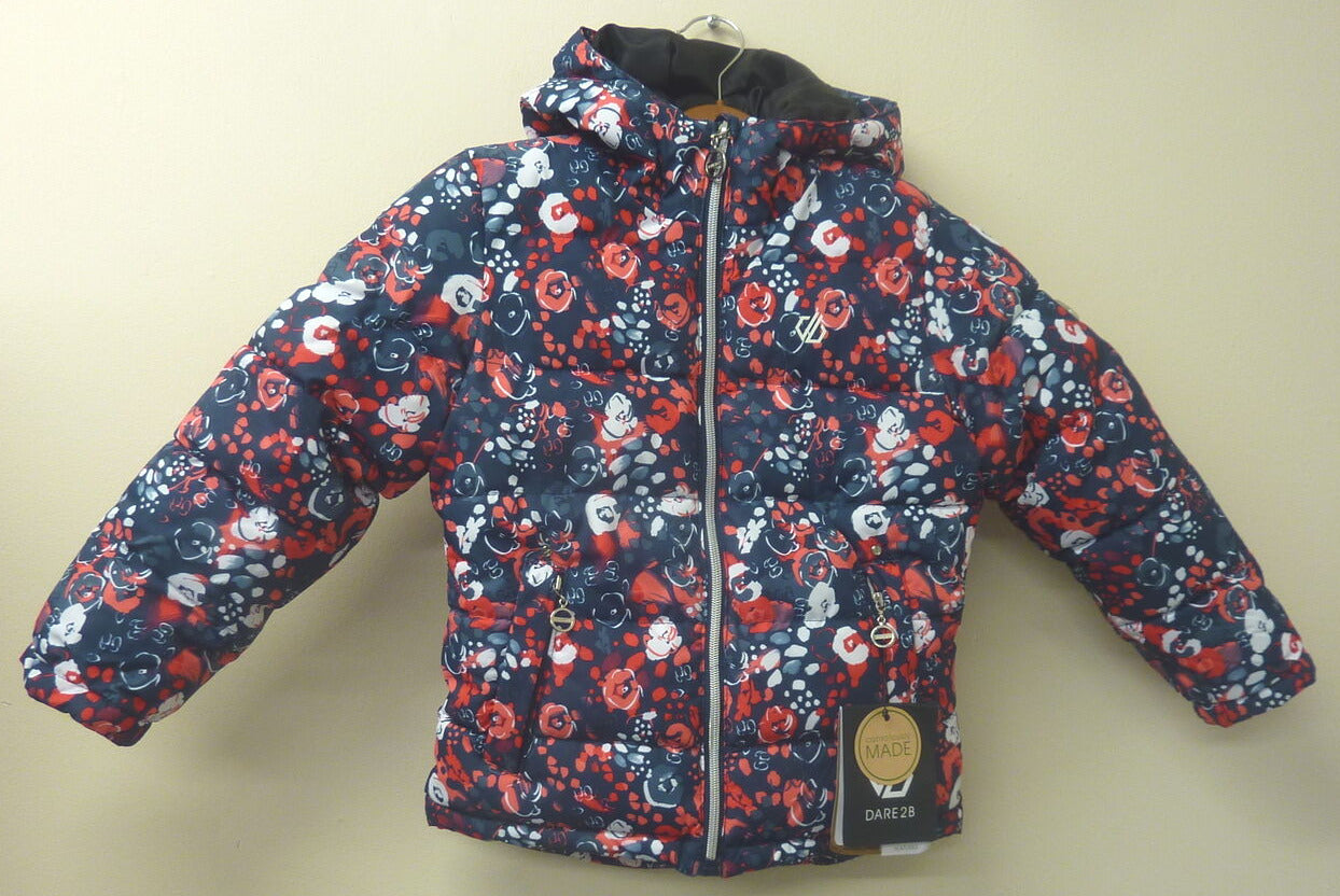 DARE2BE GIRLS VERDICT WATERPROOF INSULATED JACKET-PINK FLORAL-5/6YRS