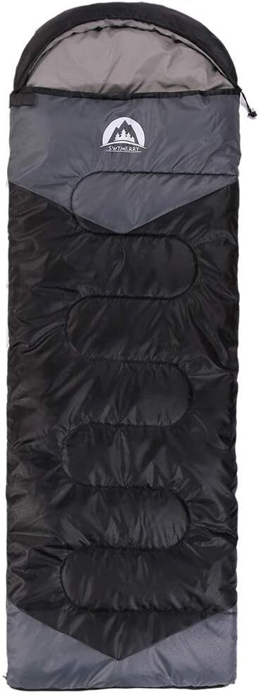 SWTMERRY SLEEPING BAG-BLACK/GREY-SINGLE 190+30X75CM