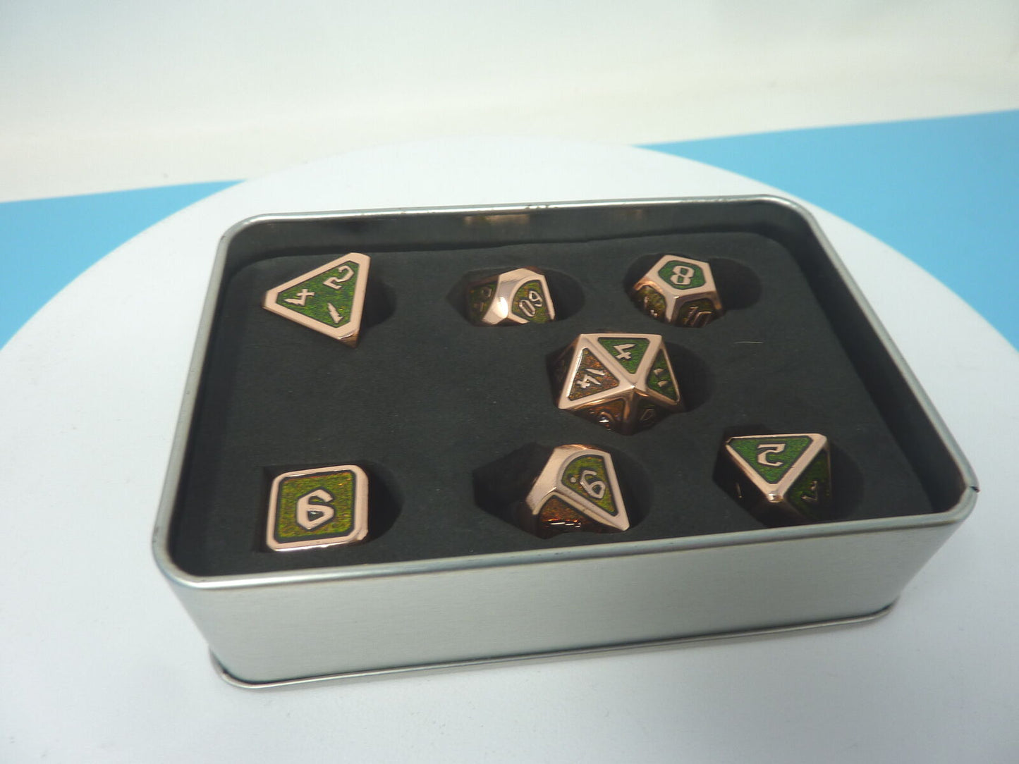 DNDWOW METAL DICE-ROSE GOLD GLITTER