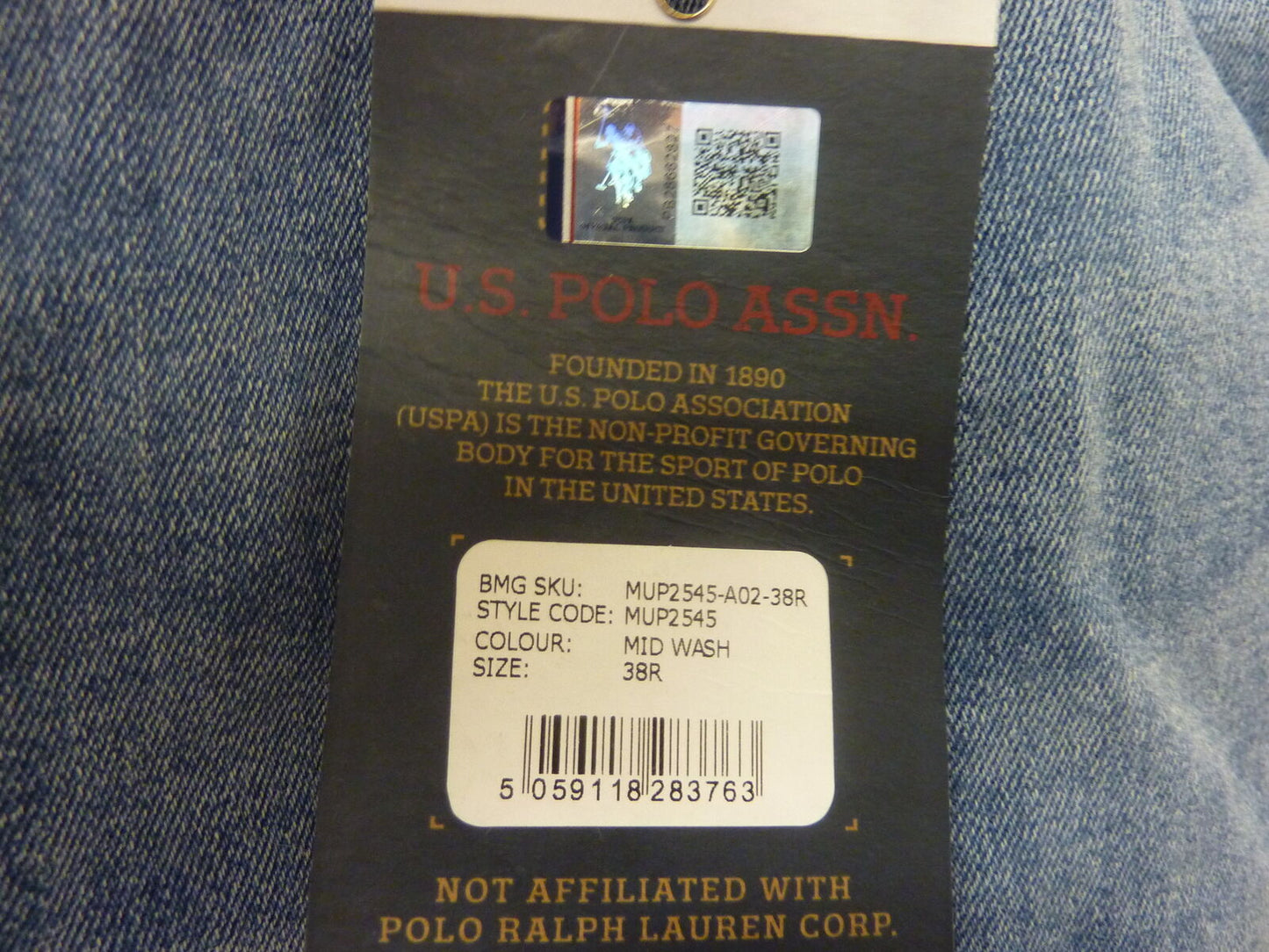 U.S. POLO ASSN. 5 POCKET LOOSE FIT DENIM JEANS-MID WASH-38R