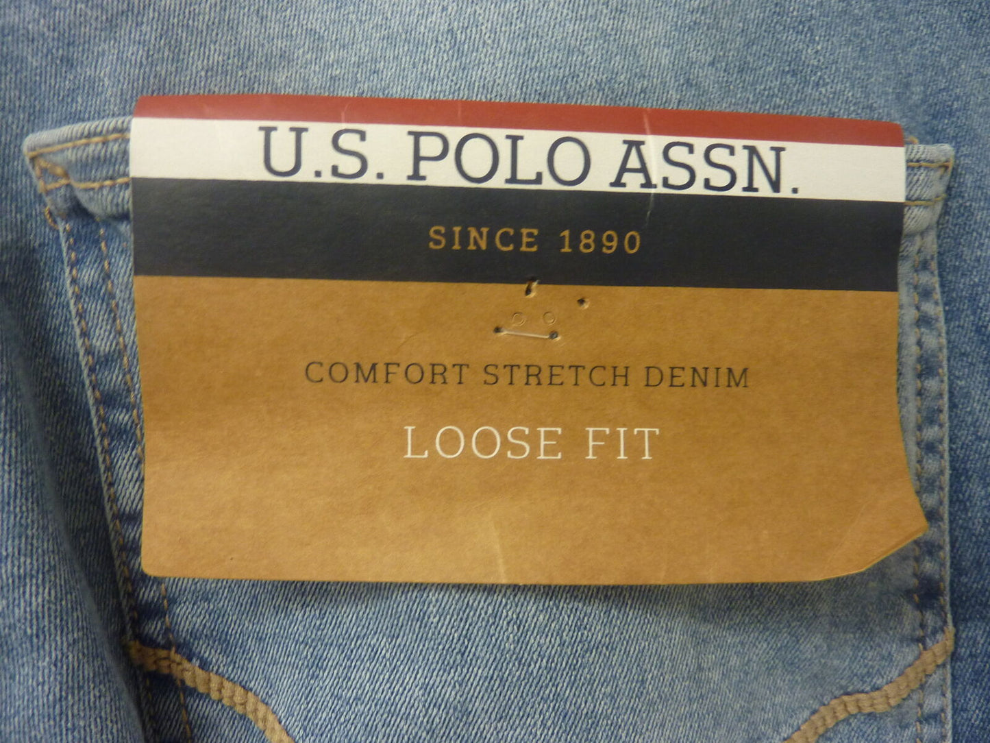 U.S. POLO ASSN. 5 POCKET LOOSE FIT DENIM JEANS-MID WASH-38R