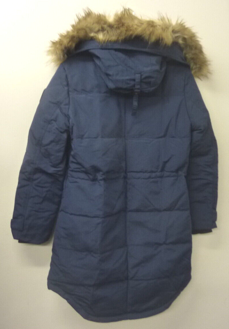 OROLAY FUR HOODED DOWN PARKA STYLE COAT-NAVY-SMALL