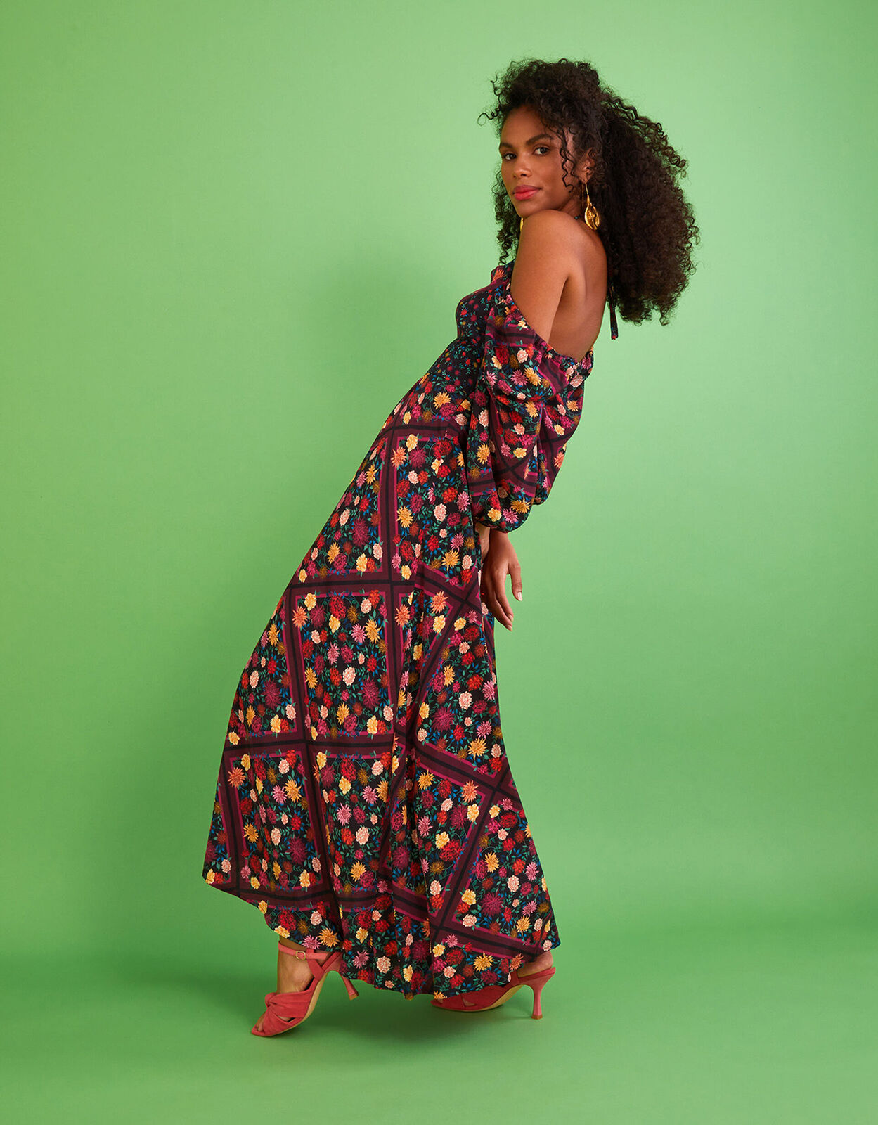 MONSOON Sanvi print midi dress in sustainable viscose blue UK20