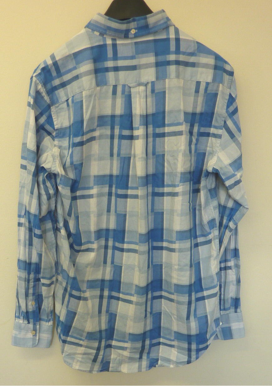 GANT CHECKED SHIRT-SIZE M 39/40-15 3/4-BLUE
