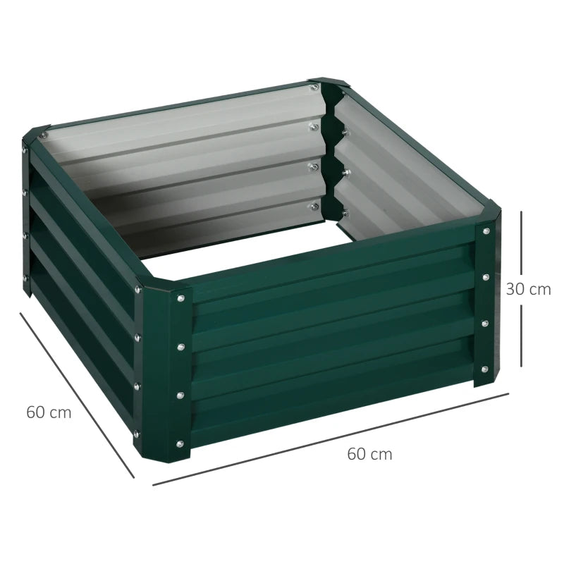 Outsunny Set of Two 60 x 60cm Steel Planter Boxes - Green-845-041V01GN