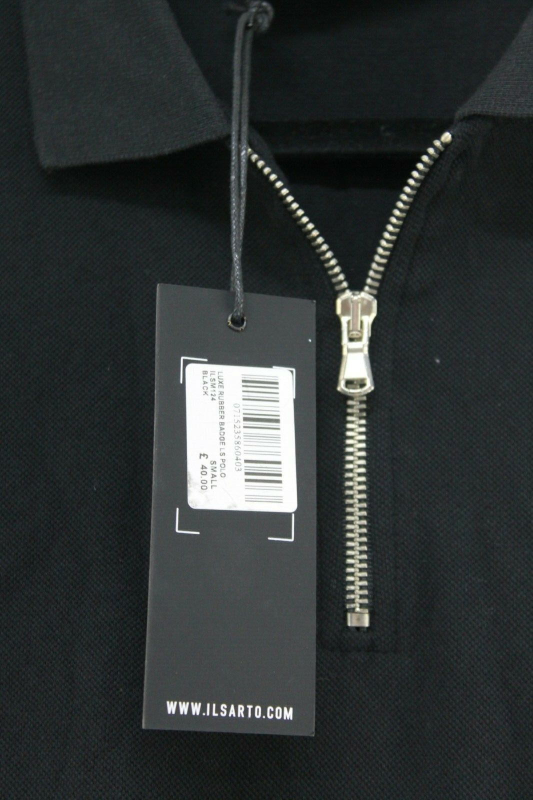 Il Sarto luxe badge long sleeve polo in black Small
