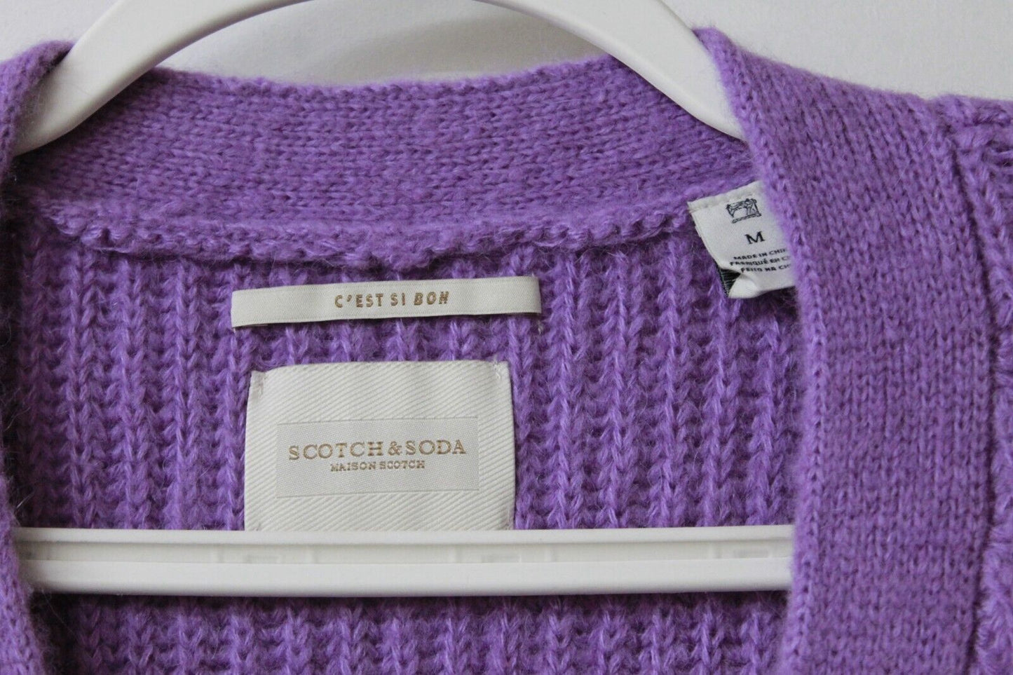Scotch and Soda Purple Knitted Jacket Cardigan V Neck UK Medium