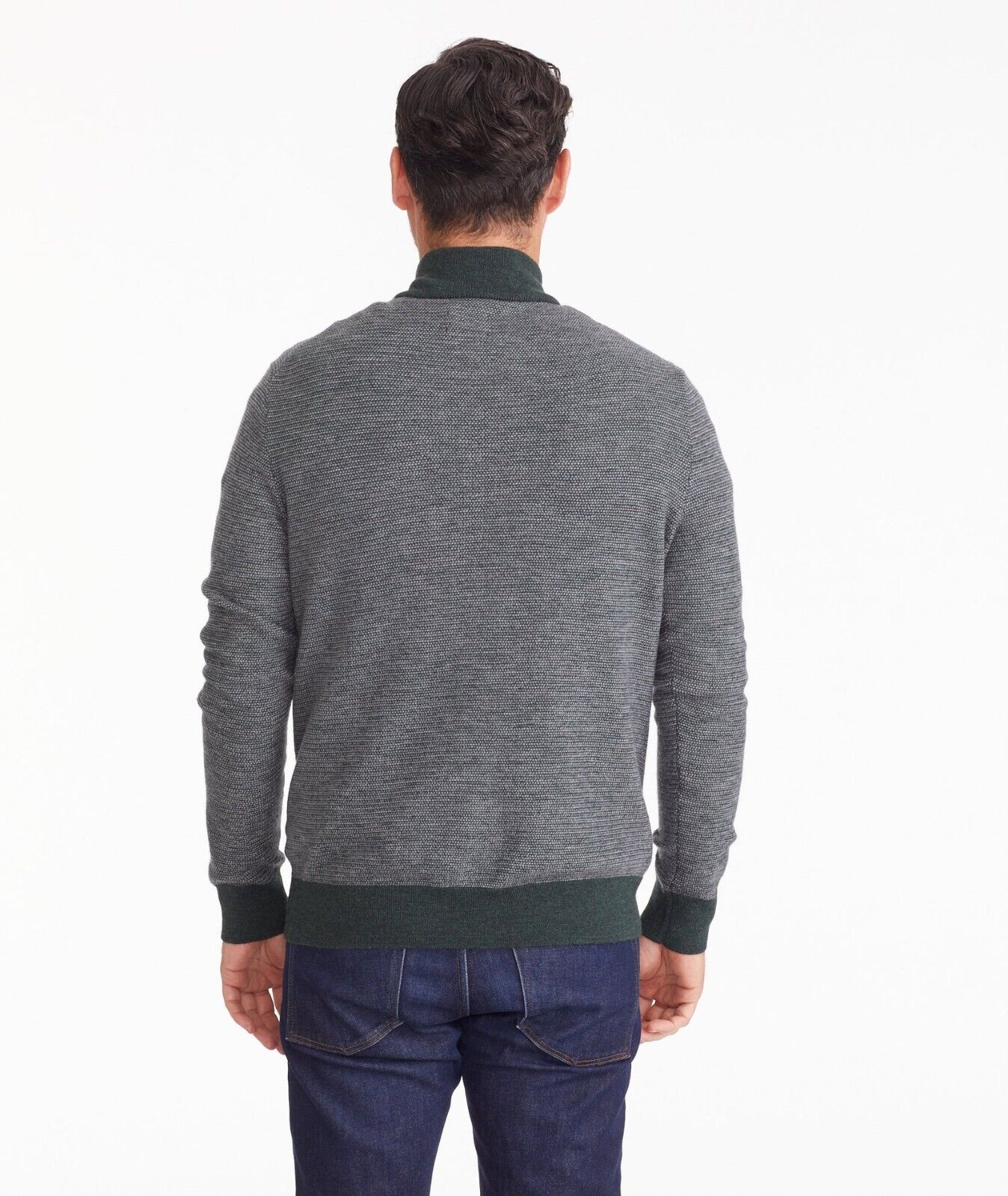 UNTUCKit Birdseye Merino Wool Quarter-Zip Sweater Deep Green XL