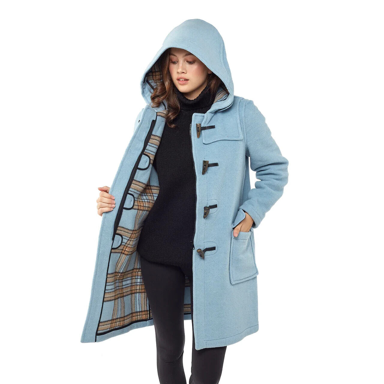 MONTGOMERY Baby Blue Original Classic Fit Duffle Coat With Horn Toggles XL /42