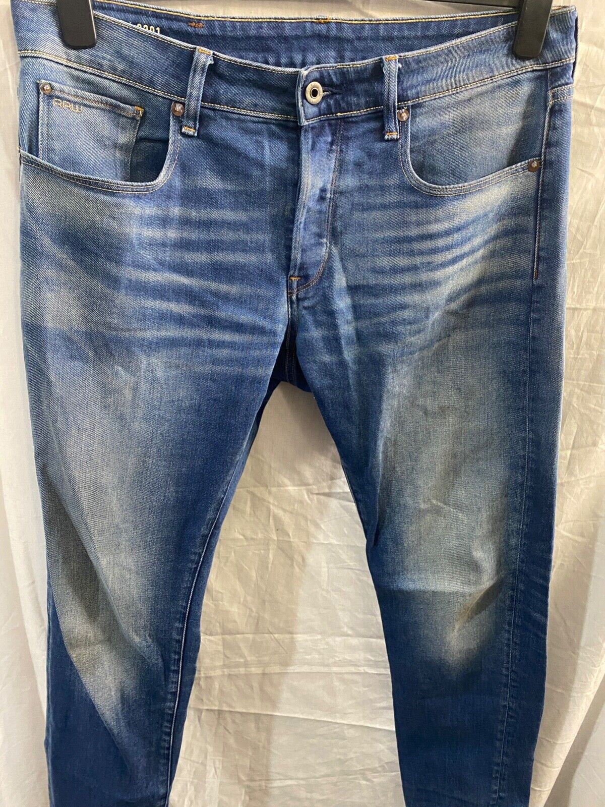 G-STAR RAW 3301 SLIM JEANS MEDIUM BLUE MENS 33/32
