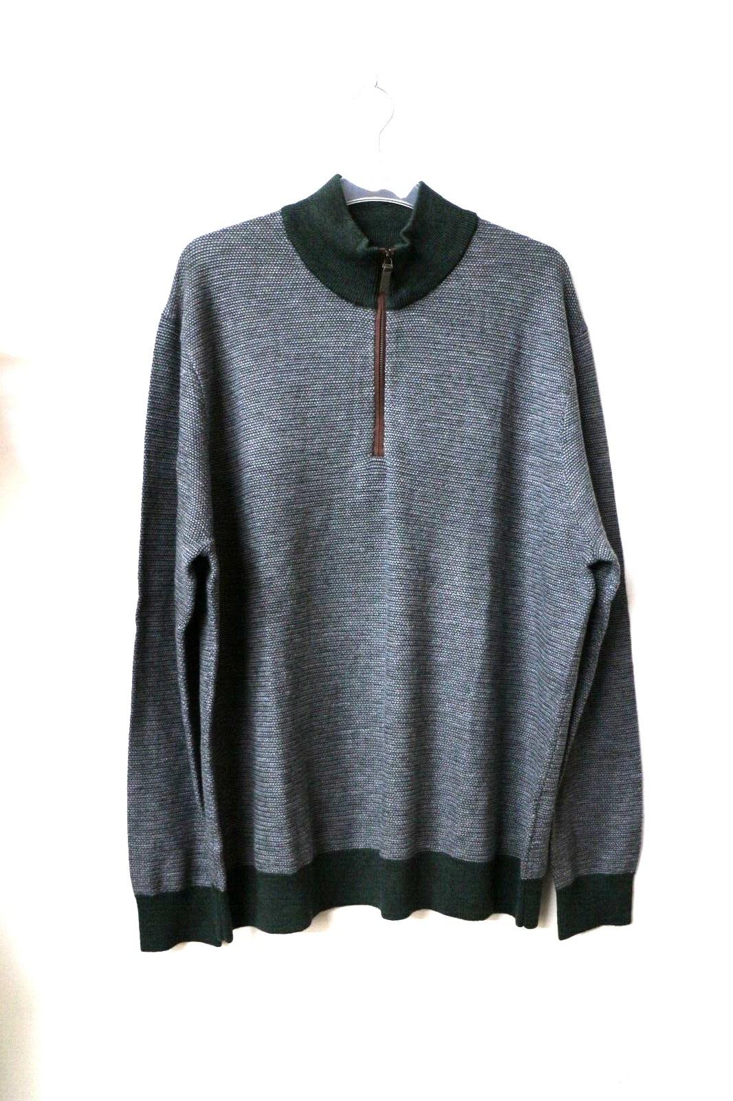 UNTUCKit Birdseye Merino Wool Quarter-Zip Sweater Deep Green XL