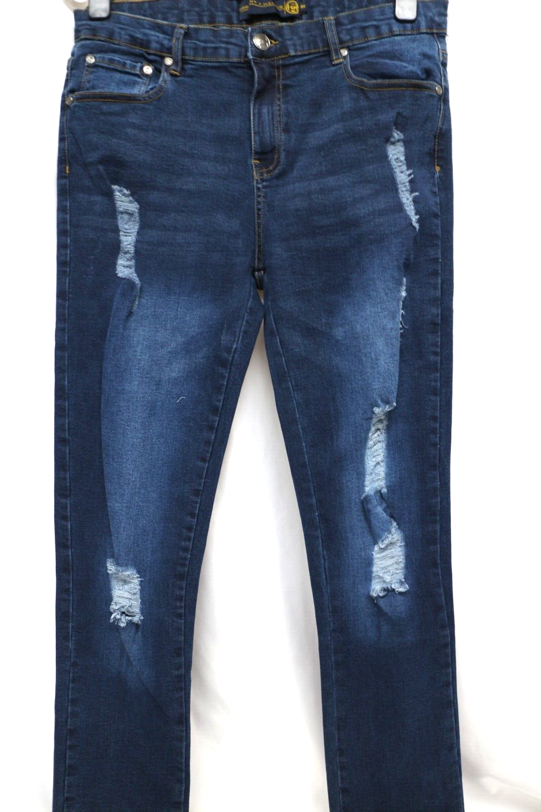 Fremont & Harris Razor Mens Ripped Super Skinny Fit Stretch Denim Jeans 36R x 32