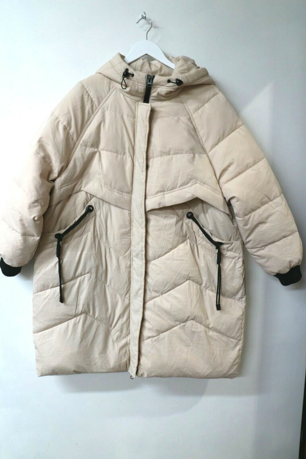 Aibrou Women's Winter Coats Ladies Zip Up Hooded Jackets Mid-Length 2XL BEIGE