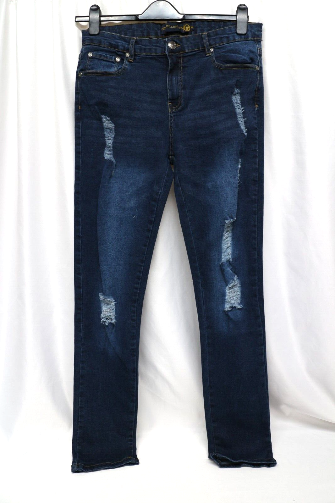 Fremont & Harris Razor Mens Ripped Super Skinny Fit Stretch Denim Jeans 36R x 32