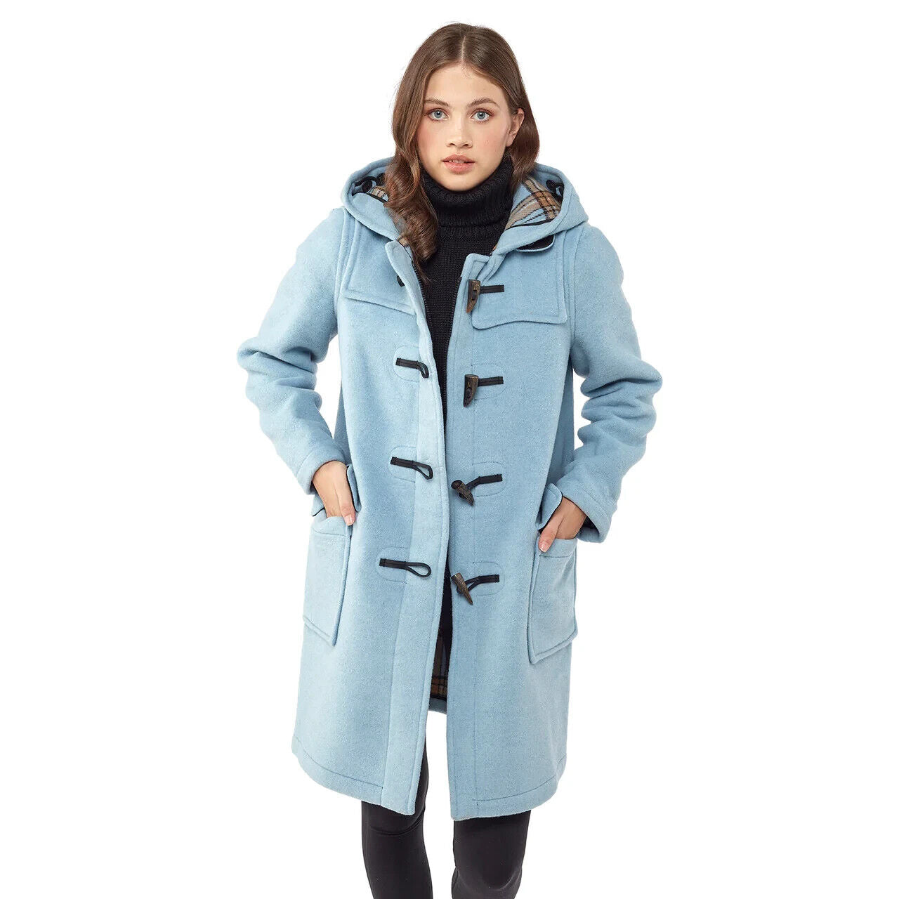 MONTGOMERY Baby Blue Original Classic Fit Duffle Coat With Horn Toggles XL /42