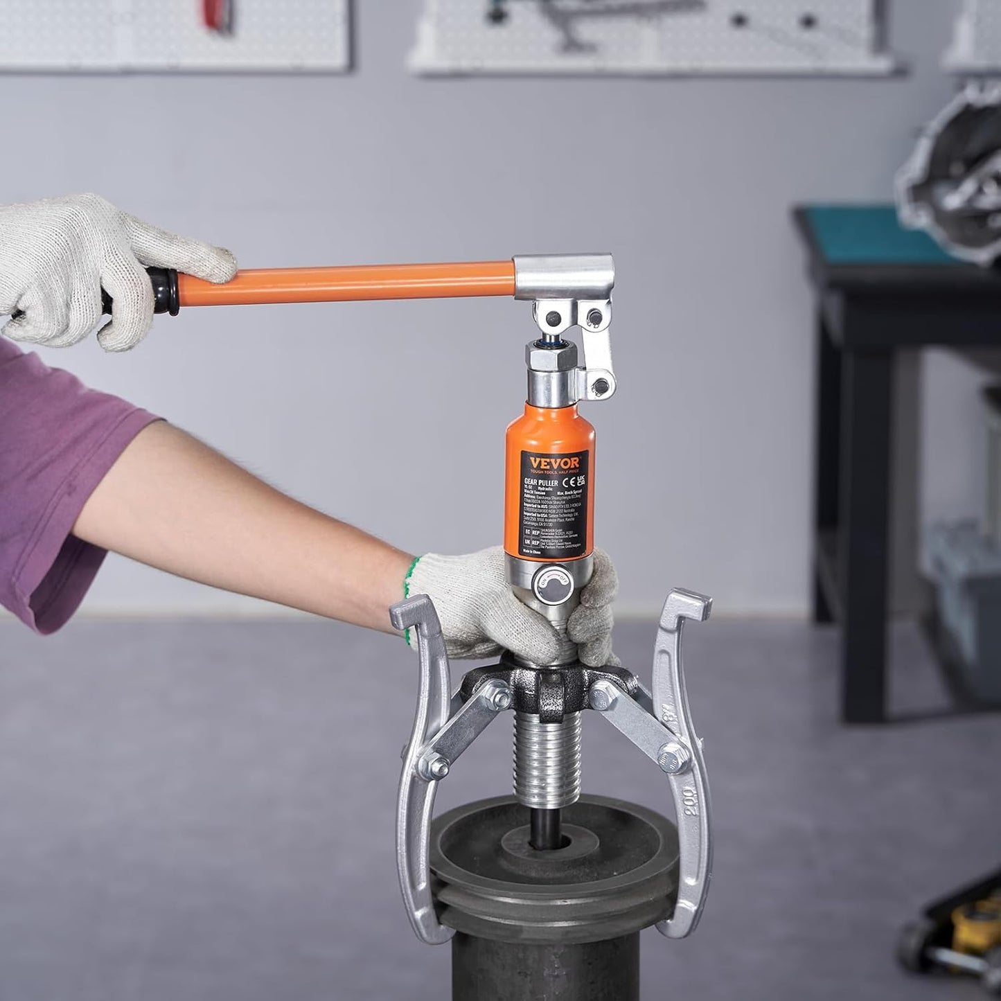 VEVOR Hydraulic Gear Puller, 15 Ton Max Capacity Wheel Bearing Pulling Separator