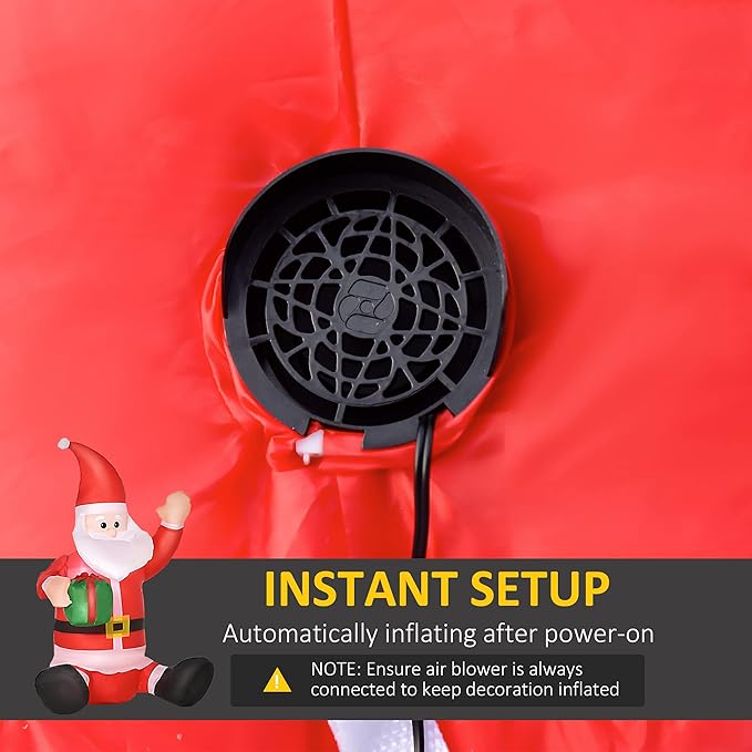 HOMCOM 4ft Inflatable Christmas Santa Claus Gift with LED Xmas