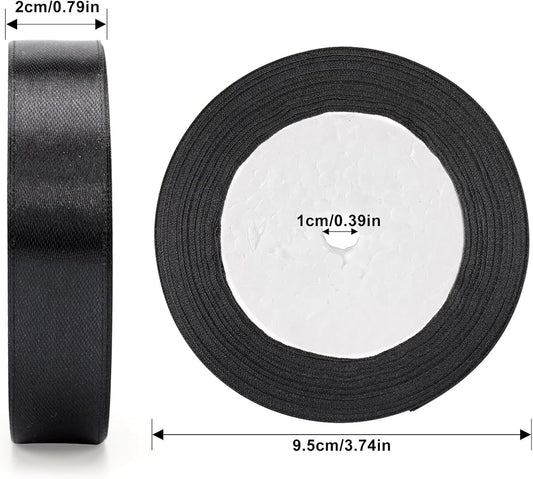 4 X 25 Yards 2cm BLACK RIBBON